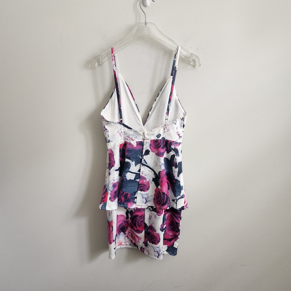 *SOLD* LULU'S | peplum strappy rose dress white pink sz XS - Picture 3 of 4